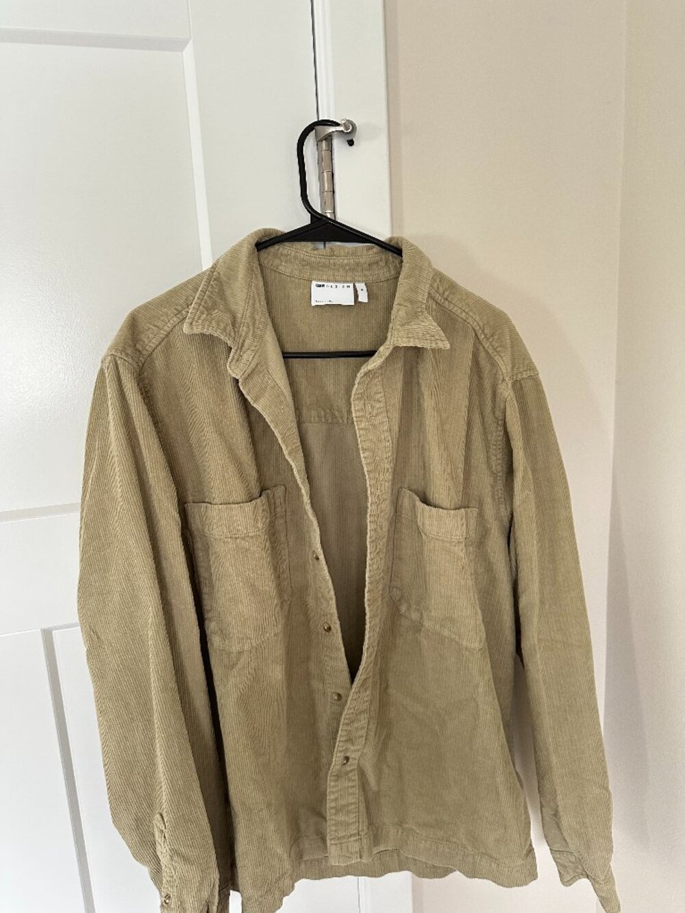 Men's Asos XL Button Down Corduroy Long Sleeve Green shirt 100% Cotton